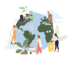 ecf conference visual image of people working to fix globe